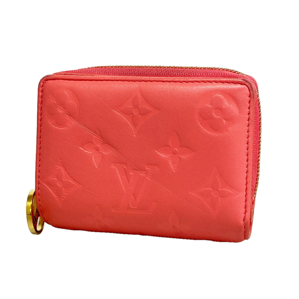 Louis Vuitton Monogram Embossed Portefeuille Lou Wallet M83105 Pink Sky Women's